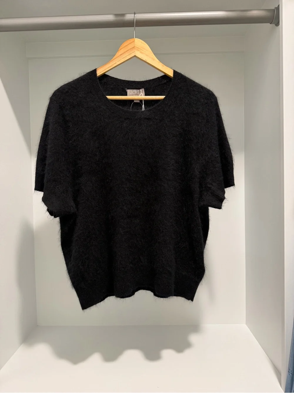 NEW J. Crew Brushed Cashmere Relaxed T-Shirt Sweater Size XL Black $168 CM662